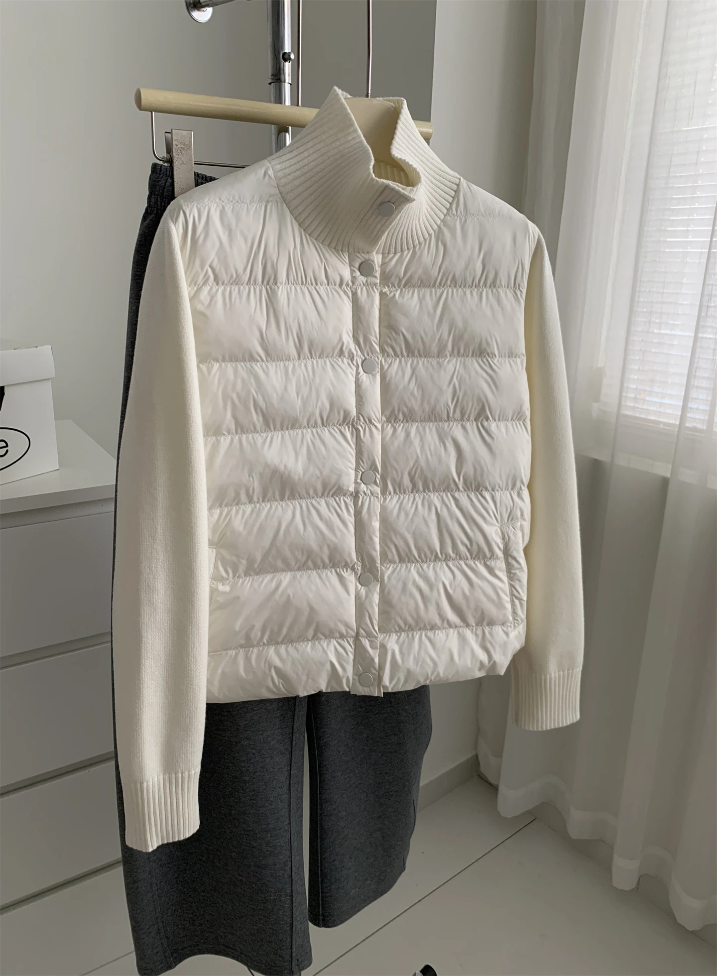 

Осень-зима, женская вязаная лоскутная хлопковая шерстяная куртка с высоким воротником, утягивающий теплый кардиган с рукавами, свободный крой, длинный