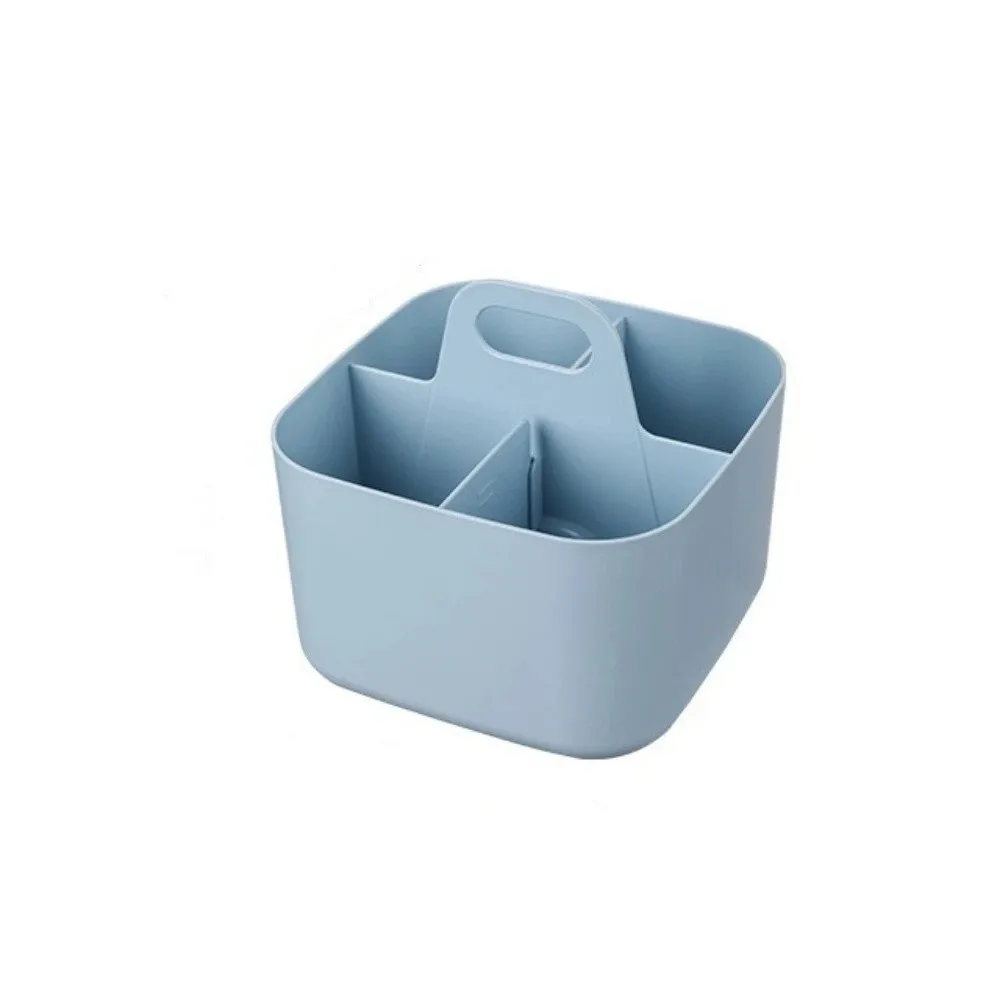 Organisateur de cosmétiques en plastique multi-compartiments avec poignée, pour stylos et fournitures de bureau, rangement de bureau