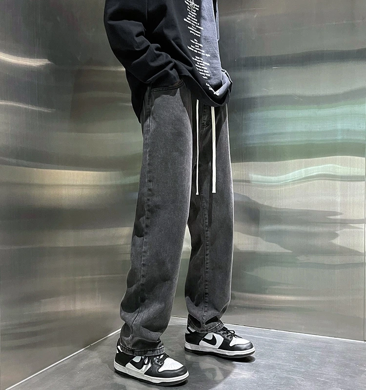 

Модные свободные прямые мужские джинсы, осень-зима, новые модные студенческие спортивные длинные брюки Haome, повседневные молодежные