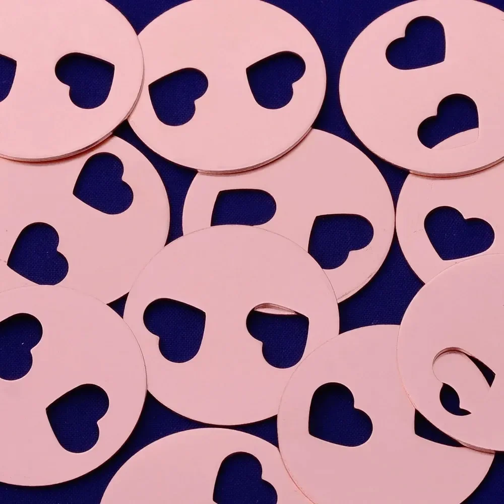 

20pcs 1 1/4"(32mm) tibetara® 18 Gauges Copper Round Heart Washer Blank Circle Disk Charm Hand STAMPING disk tags-10154710