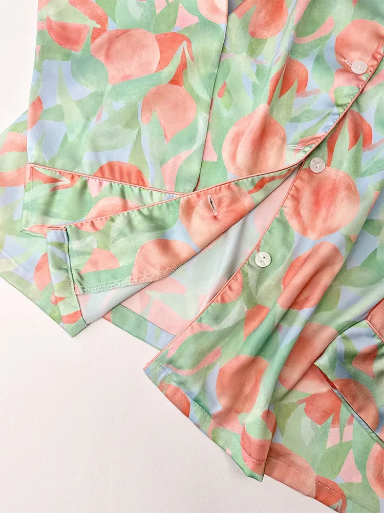 2026 New Imitation Silk Pajamas Women 2 Pieces Set Long Sleeved Trousers Women Can Wear Outside Sleepwear Fashion Home Clothes