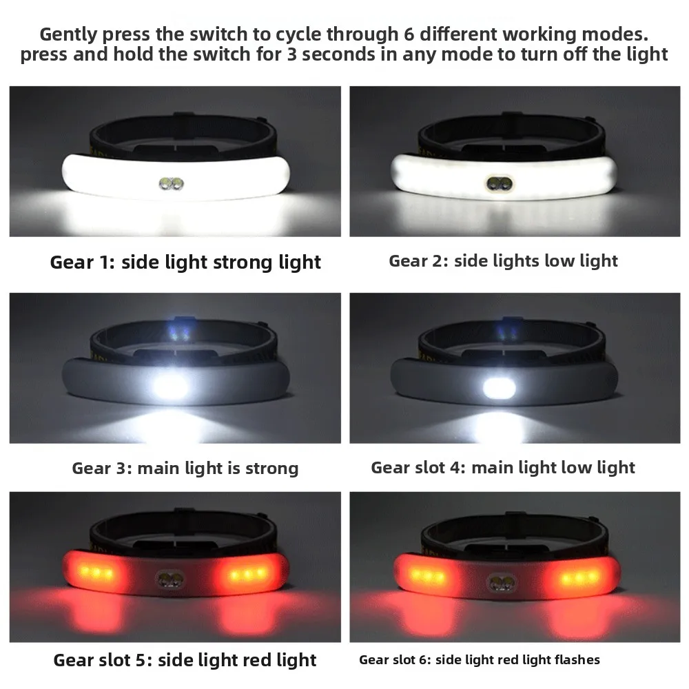 شحن USB للمصابيح الأمامية COB - مستشعر حركة ضوء تحذير أحمر عريض ساطع لركوب الدراجات في الهواء الطلق والجري الليلي
