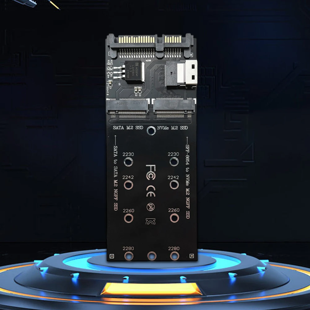 M.2 To SATA Adapter SFF-8654 To M2 NVME SSD 22Pin SATA To M2 Expansion Card 2 in 1 Combo Adapter Fit for PC Desktop Mainboard