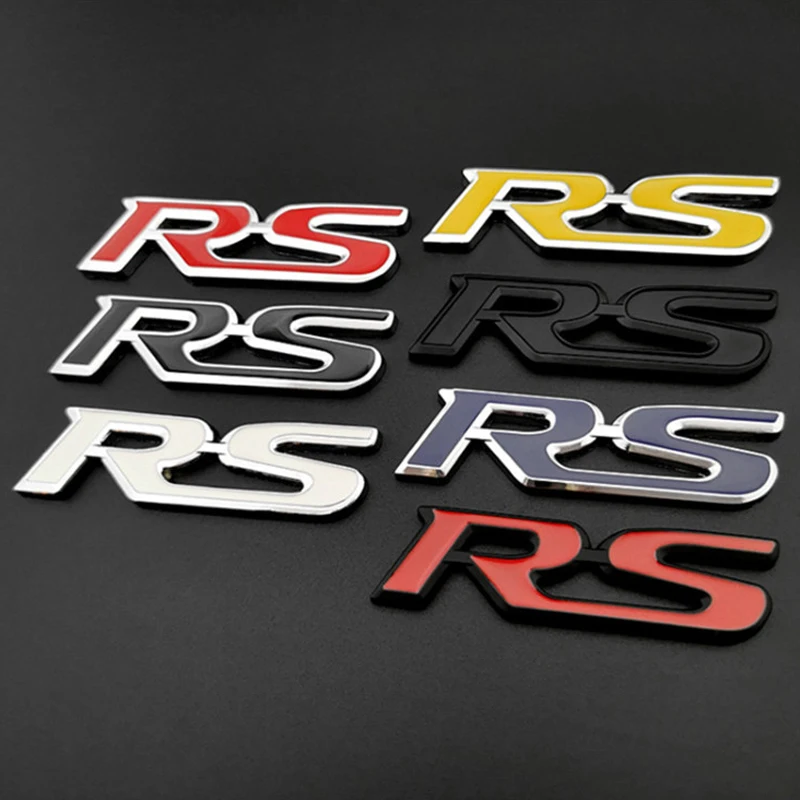 3D Metal Car Letters For RS Emblem RS Logo Sport Badge Front Grille Trunk Stickers Acceessories