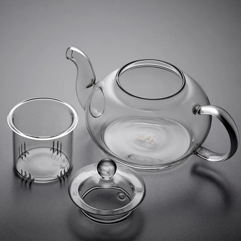 400ml-1600ml Filterable Heat-resistant Thickened Glass Teapot High Borosilicate Glass Flower Tea Pot Heatable Glass Tea