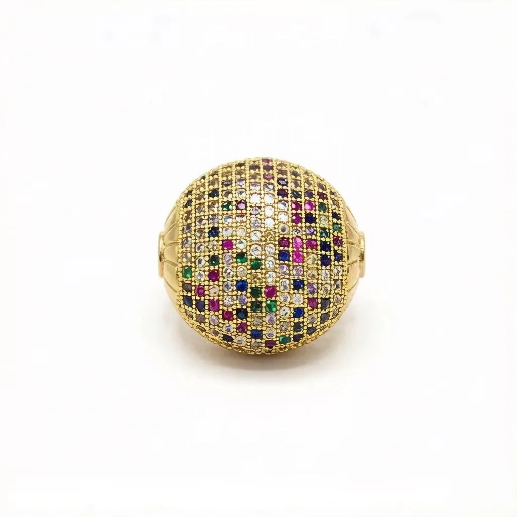 1Pcs Zircon Pave Copper Flat Ball 24mm Spacer Beads Jewelry Accessories for DIY Bracelet Making