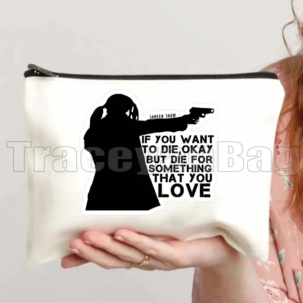 Funny Retro Person Of Interest Movie Root Shaw Fan Gifts Canvas Cosmetic Bag Makeup Storage Toilet Bag Pencil Case Zipper Pouch