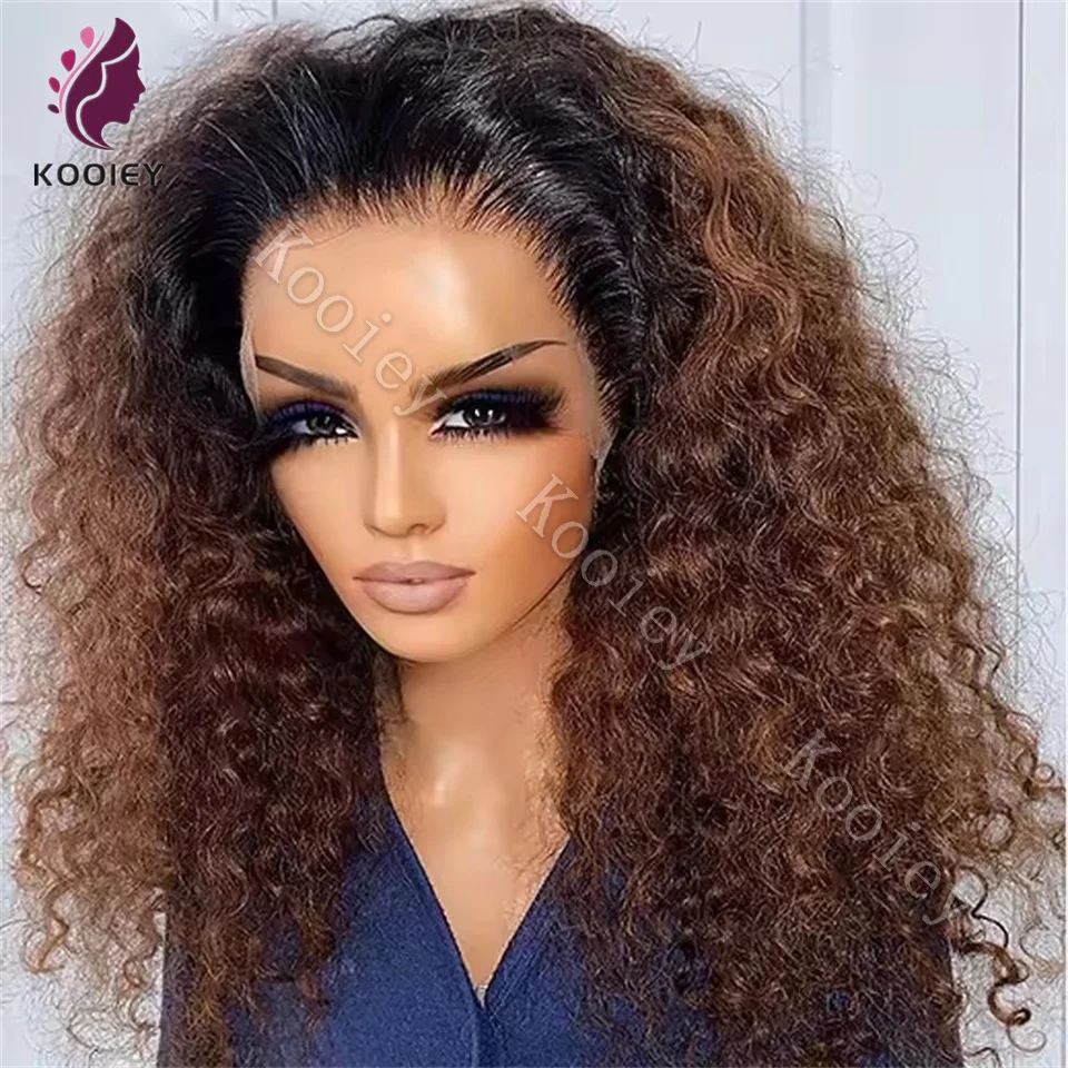 

Pre-Plucked Ombre Brown 5x5 Silk Top Closure Wigs Kinky Curly Remy Brazilian Human Hair 360 Full Lace Frontal Wigs for Women