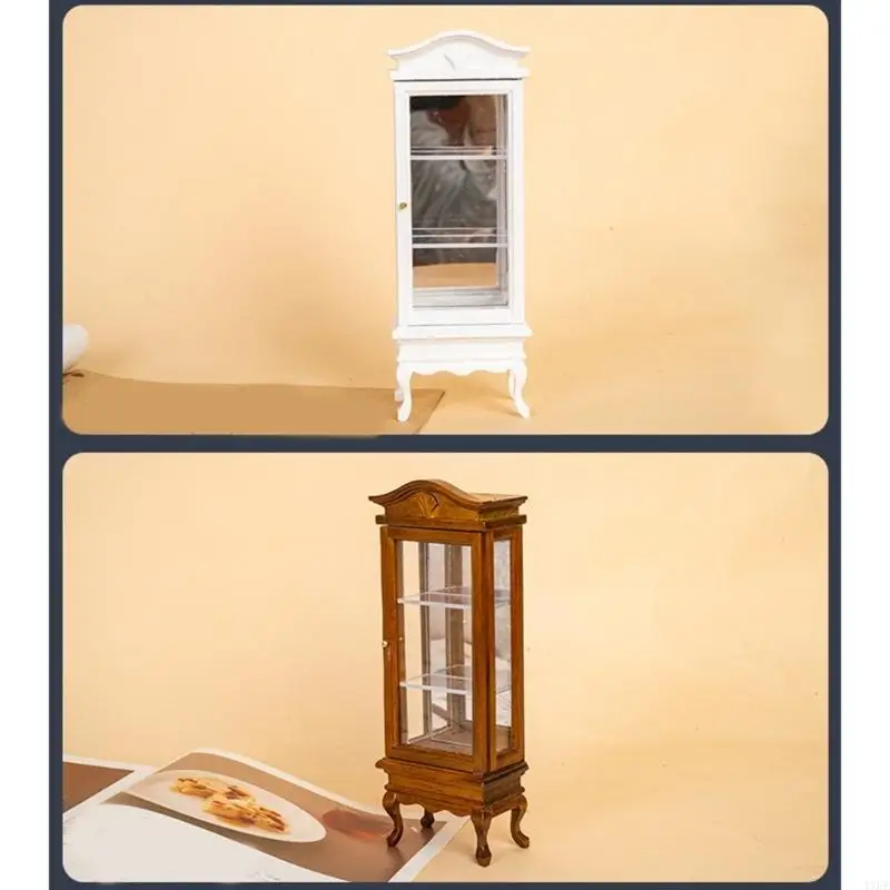 1/12 Scale Wine Cabinet Display Cabinet Dollhouses Miniature Furniture Realistic Living Room Scene Display Props