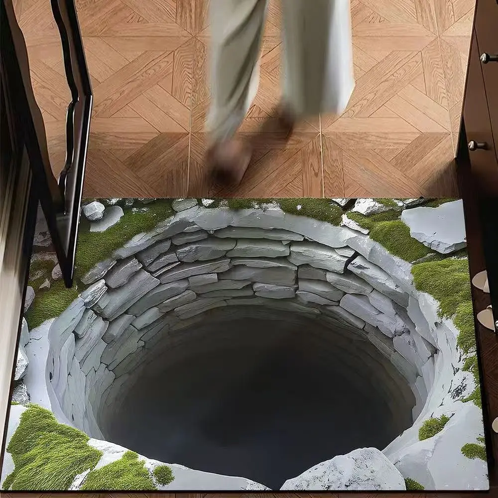 Creative 3D Visual Effect Rug Durable Indoor Entryway Mat Anti Slip Hallway Carpet Washable Fabric Home Floor Decoration Pad