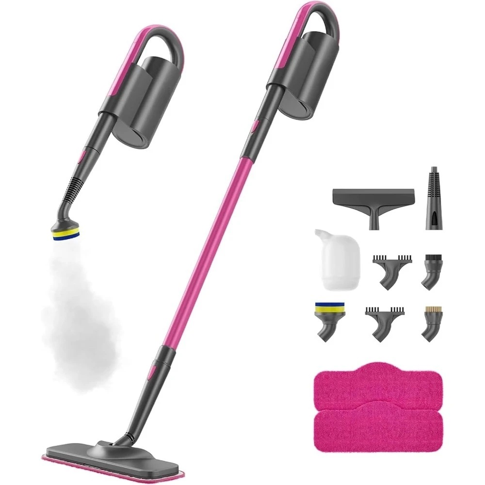 

Steam Mop Cleaner with Detachable Handheld Steamer for Hardwood Laminate Tile Grout Cleaning and 13 in 1 Multi Purpose