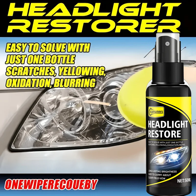 Car Headlight Restoration Agent - Removes Yellowing & Oxidation - Quick Shine Recovery - Universal Fit for All Car Models