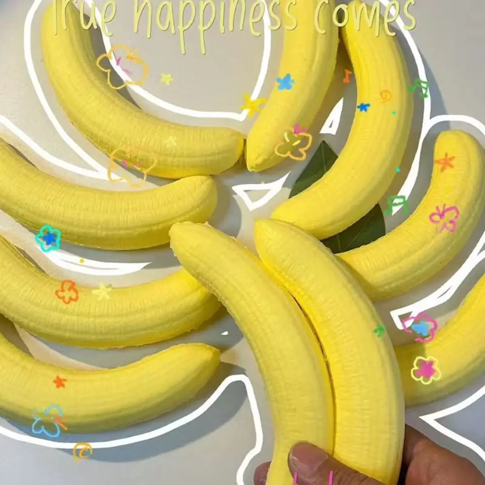 Slow Rising Banana Squishy Toy Hand Relax Simulated Sensory Fidget Ball Kawaii Soft PU Material Yellow Banana Fidget Student