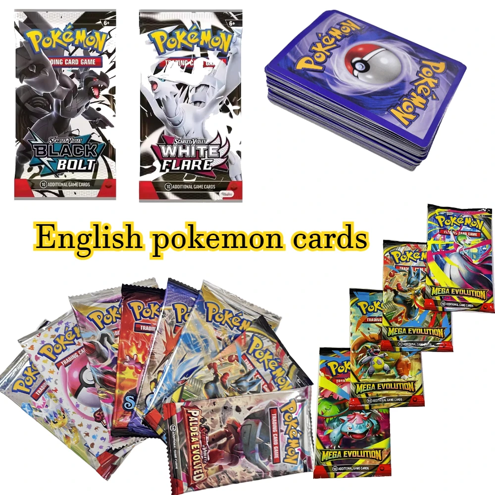 40 قطعة بوكيمون PTCG ميجا تطور الأسود الترباس الأبيض مضيئة بطاقات التداول الإنجليزية الداعم معركة جمع بطاقة لعبة هدايا الأطفال #1