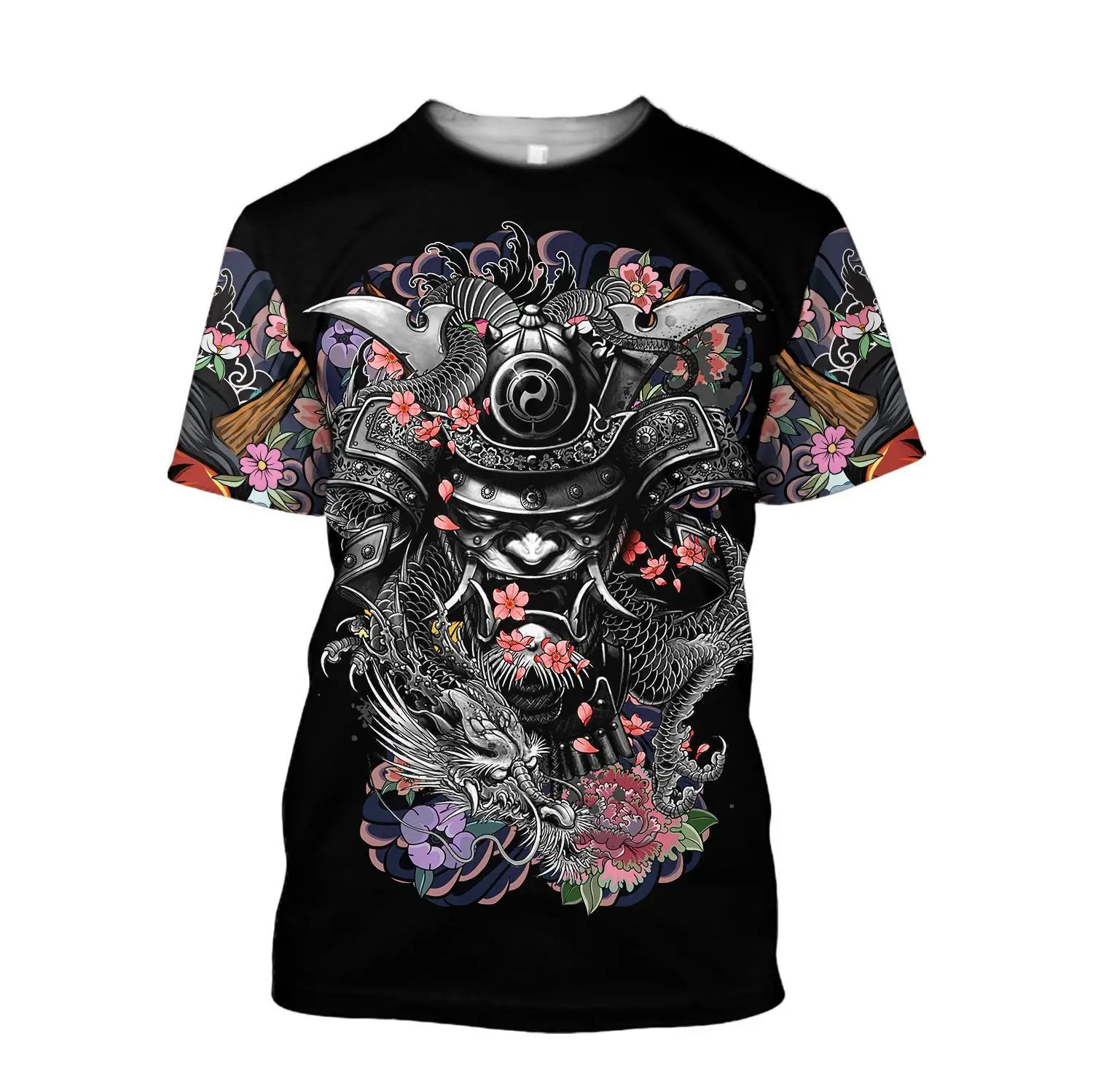 Summer Fashion Men Samurai graphic t shirts Personality Casual Cool Trend Printed Tees Oversized O-neck quick-drying t-shirt Top