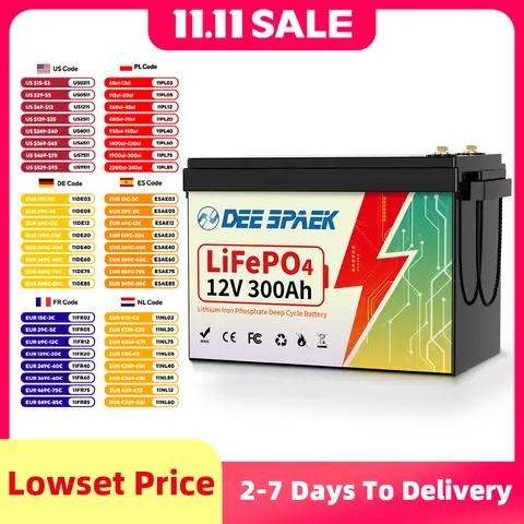 12V 300Ah LiFePo4 Lithium Battery With BMS 8000+ Cycles For RV Campers Off-Road Off-Grid 300Ah 12.8V LiFePO4 Battery Pack Stock