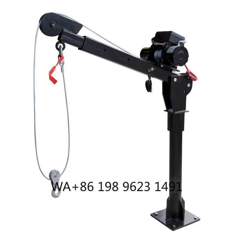 1000kg Hydraulic Pickup Truck Mounted Mini Lift Crane Light Duty Construction Lifting Hoist Equipment