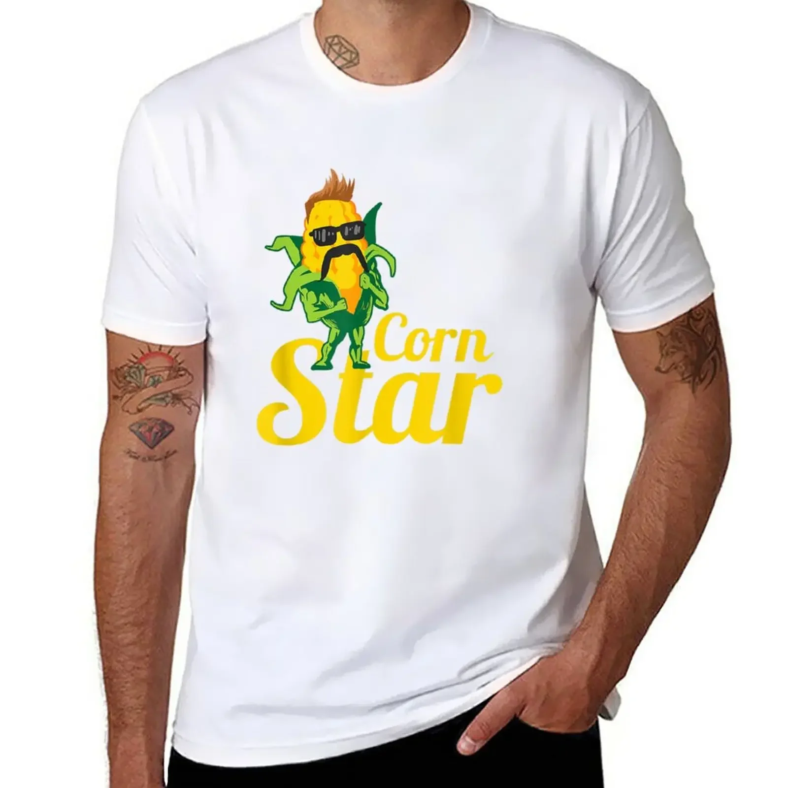 New Funny Corn Star Sunglasses Mustache Maize T-Shirt T-Shirt T-Shirt Anime Men's cotton