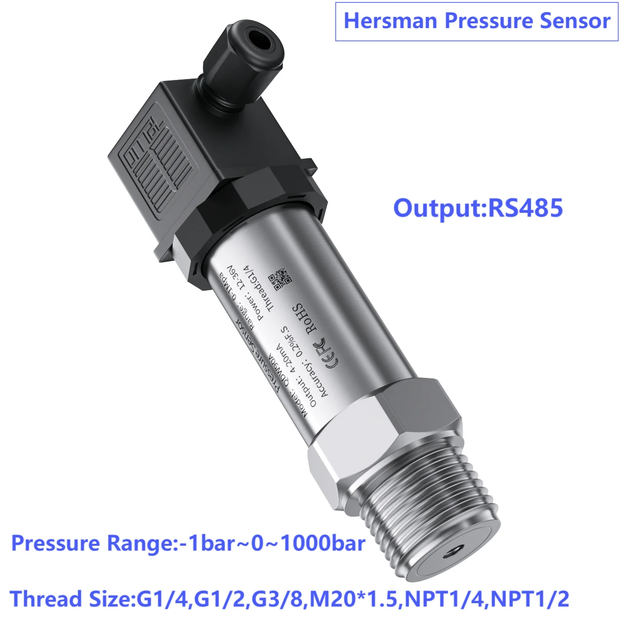 RS485 pressure sensor transmitter for water oil fuel gas air pressure transducer hydraulic 25bar 30bar 40bar 80bar sensor G1/2