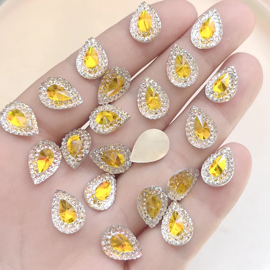 50pcs 10*14mm AB Drop Rhinestone Decal Flat back Clothing Decorative Hair accessories Decorative Rhinestone scrapbook