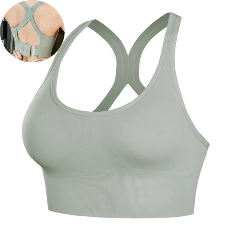 Sports Yoga Adjustable Back Buckle Women's Vest Without Steel Ring Shock-Absorbing Sports Tops Cross Back Beauty Seamless Bras image 3