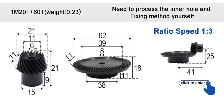 45 # Stahl-Spiralkegelradgetriebe, 2M, 15T bis 60T, Modul 1:4, 90 Grad Differentialgetriebe, gleicher Übersetzungsverhältnis, Durchmesser 8mm bis 12mm, Loch – Detail 37