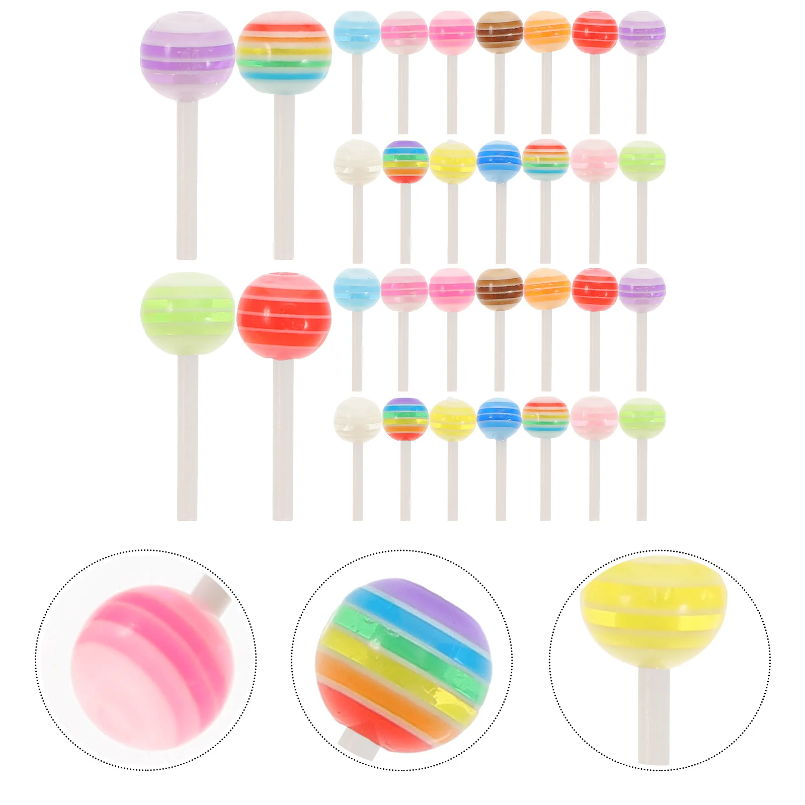 

50Pcs Lollipop Nail Decors Creative Manicure DIY Accessory Safe High Grade Material for Nail Art Ornaments Resin Charms