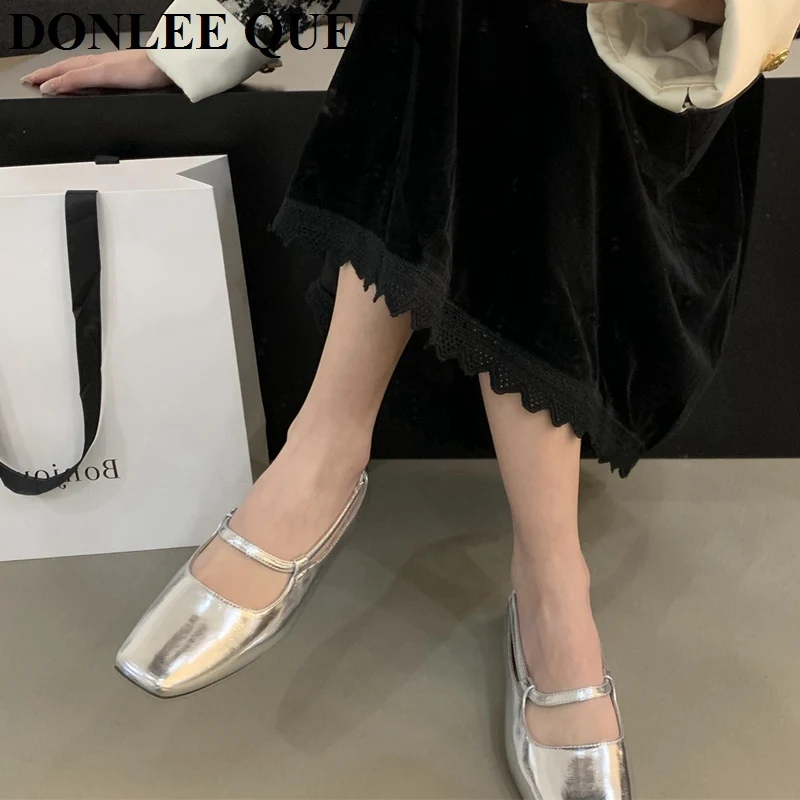 2023 Spring Women Flats Shoes Square Toe Slip On Vintage Soft Ballet Female Casual Loafer Comfort Moccasin Brand Mary Jane Mujer