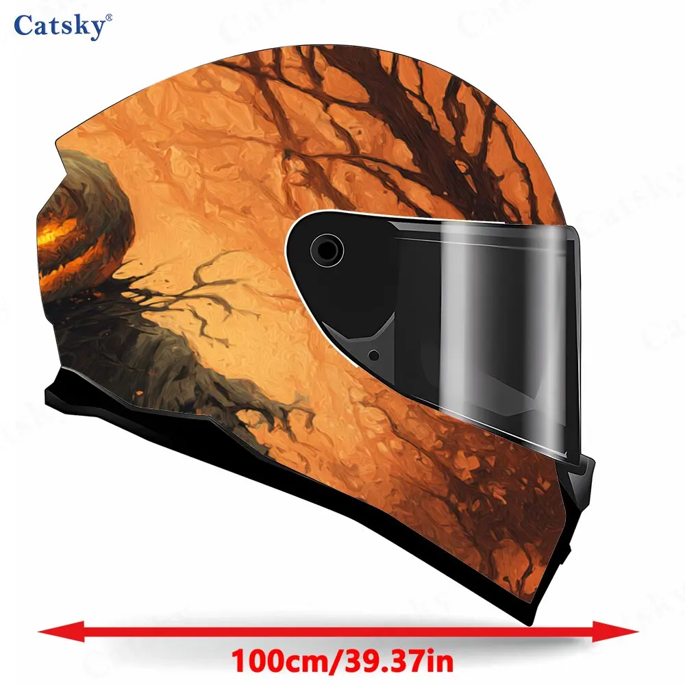 Horrible Pumpkin Scarecrow Pattern Helmet stickers , PVC Material Multifunctional Helmet Stickers, Scratch-Resistant & Fade-Proo