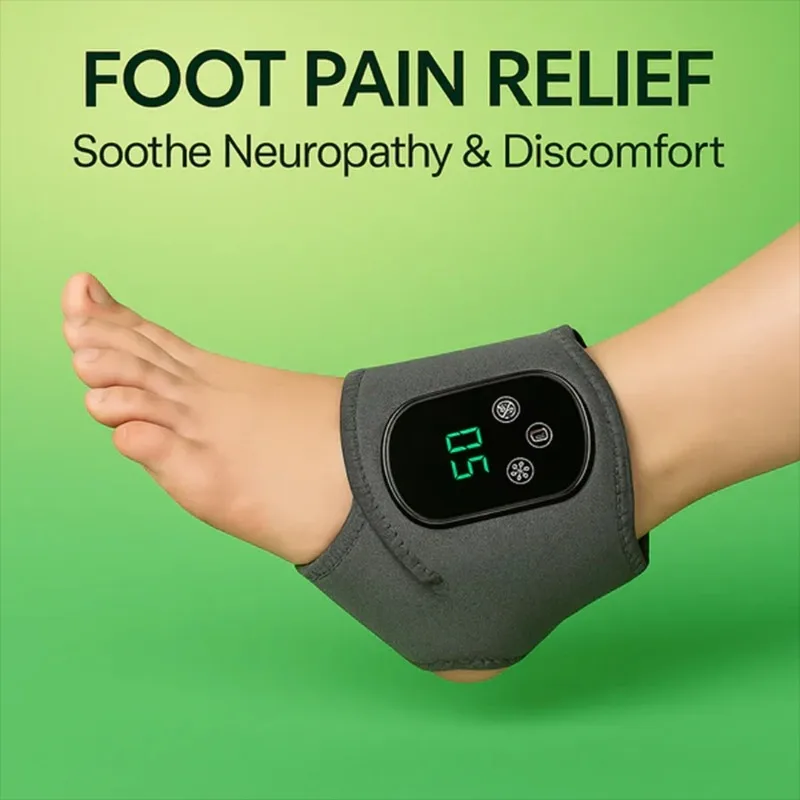 3-in-1 Electric Ankle Massager 5 Level Heating Vibration for Eliminate Foot Pain Swelling Poor Circulation Brace Massager