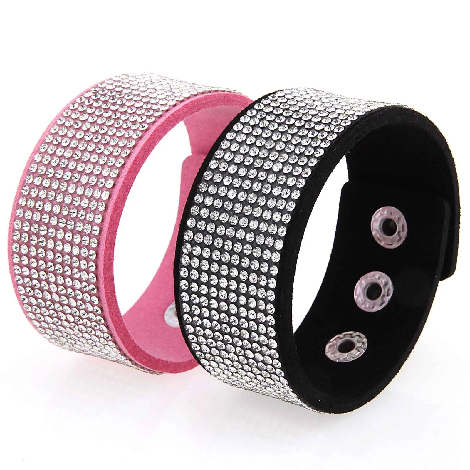 Punk Gothic Non-mainstream Simple Personality Original design Fashion Imitation drill Multicolored Leather Alloy Bracelet