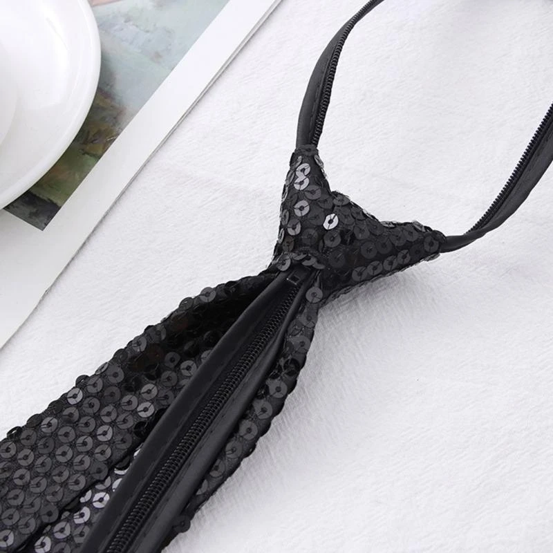 39BD Frauen Männer Sparkly Pailletten Hosenträger Bowtie Krawatte Set Clip-on Elastische Y-Form Zurück Brace Hosenträger Cosplay – Detail 1