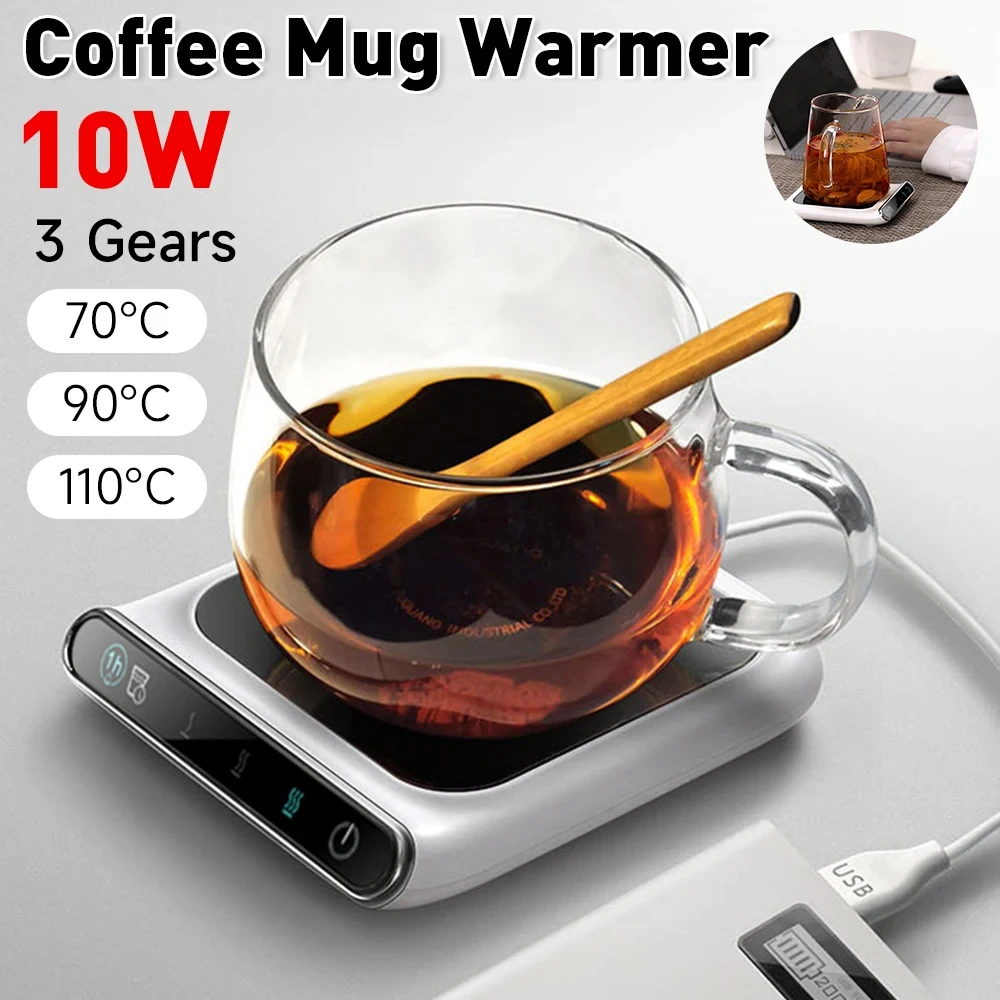 Portable Cup Heater 3 Gear Smart Coffee Cup Warmer Heating Mat Electric Beverage Warmer Desktop Heating Coaster Milk Tea Warmer