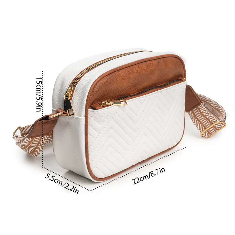 

Women Popular Trend Fashionable Color Blocking Shoulder Bags Suitable For Shopping Quilted Details and Wide Shoulder Straps