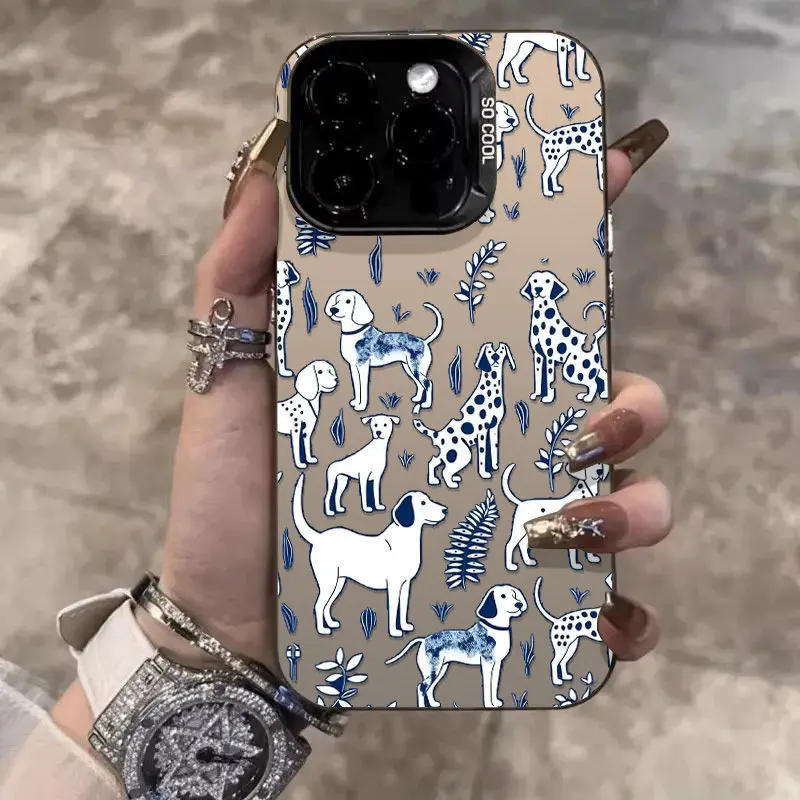 Spotted Dog Phone Cases Iphone 16 ProMax Case 14 11 12 13 15 Pro 7 8 Plus X XSMax XR 12 13 Mini SE 2022 Laser Shockproof Cover