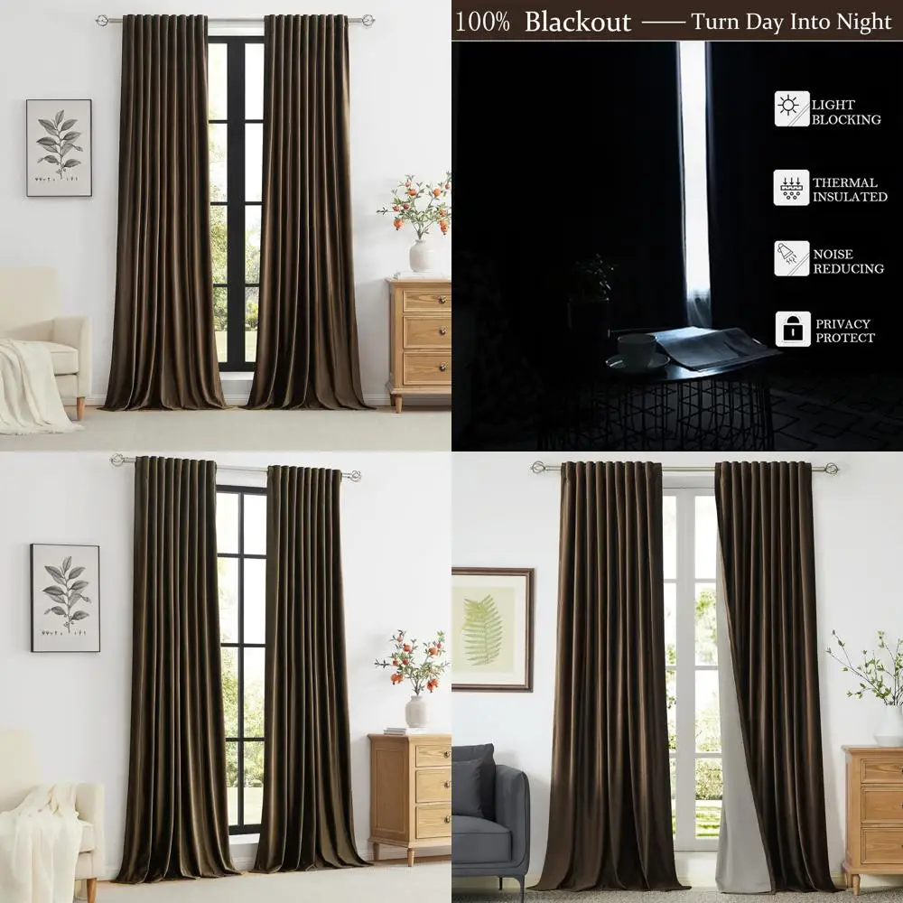 

Толстые черные бархатные шторы 84-дюймовые для гостиной, пара термоизолированных, Room-D distribuing, декоративные шторы с карманом для стержня и