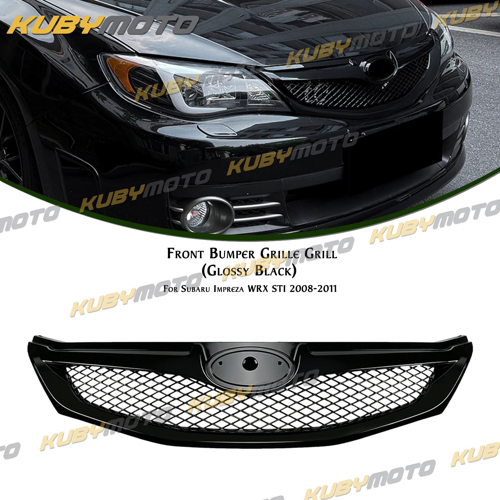 

Glossy Black Front Grille For Subaru Impreza WRX STI 2008-2011 Car Upper Bumper Guard Cover Racing Grille Hood Mesh Grid