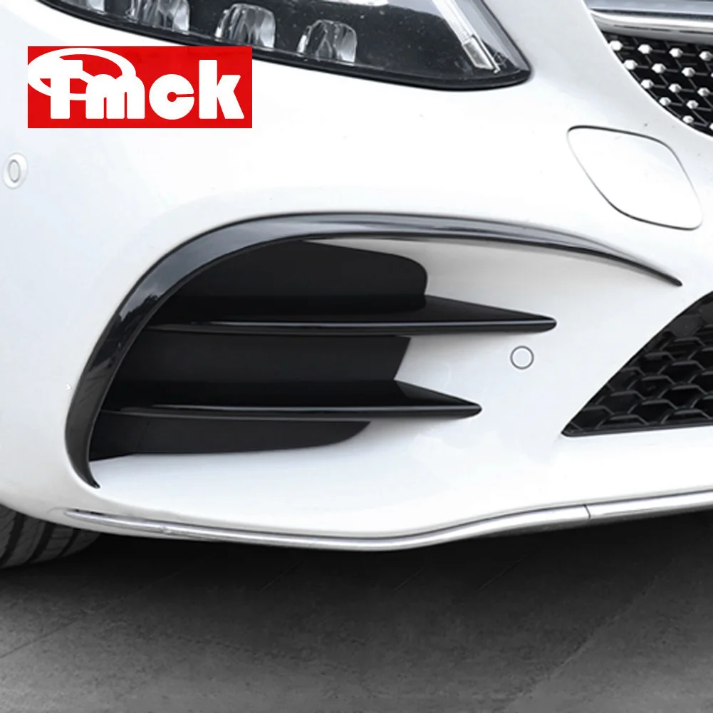 For Mercedes Benz C Class W205 2019-2021 ABS Car Accessories Front Bumper Lip Splitter Spoiler Canard Fog Lamp Cover Trim Strips