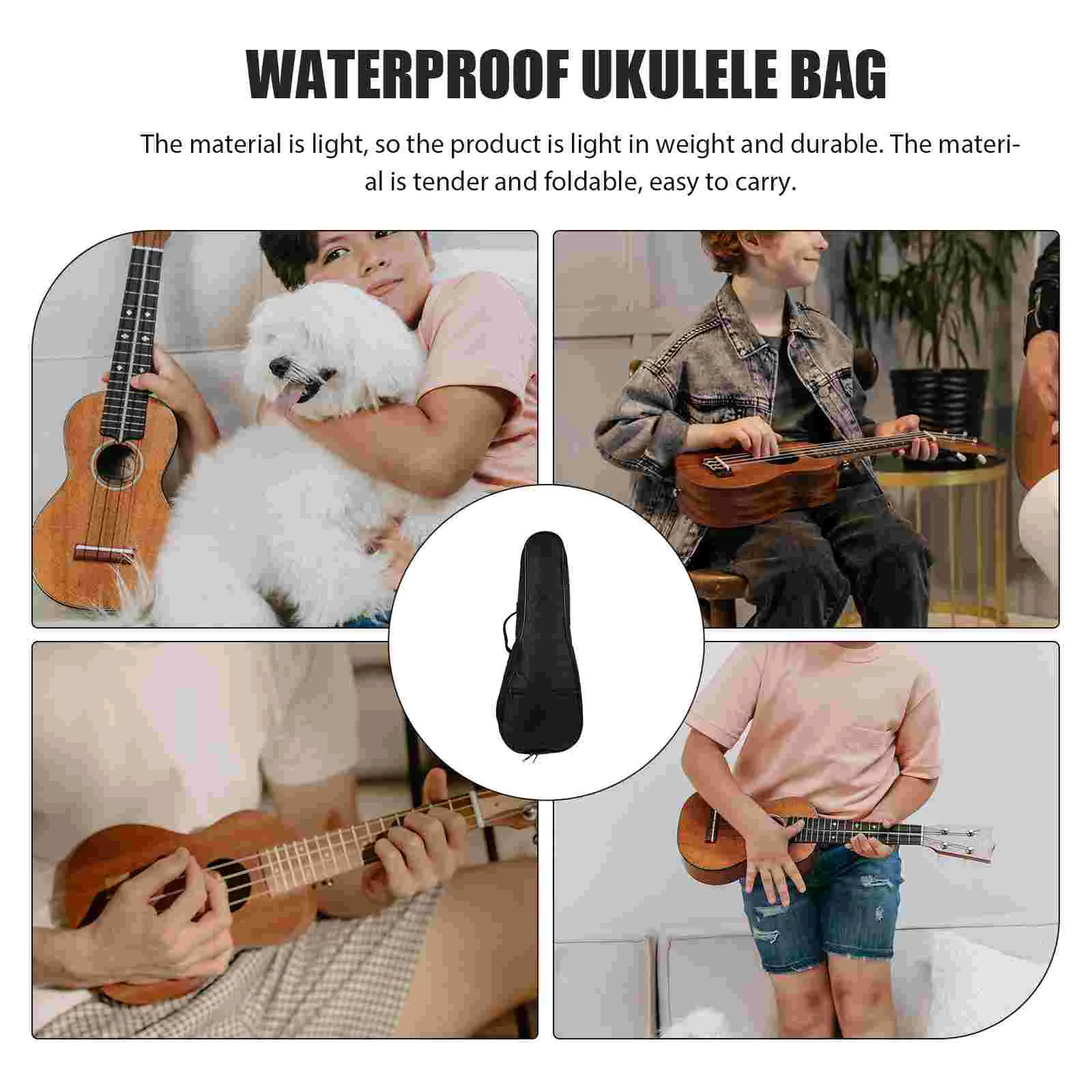 Convenient Ukulele Bag The Tote Waterproof Handbag Portable Carrying Black Cotton