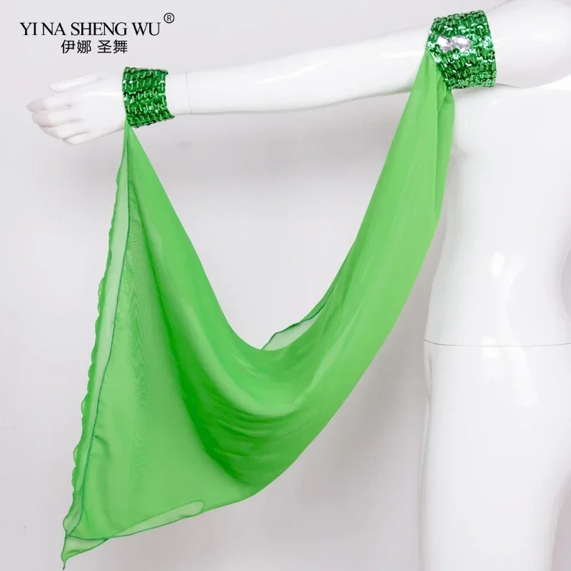 1 Piece Arm Sleeves Wrist Adjustable Chiffon Sleeve 11 Colors Wholesale Belly Dance Costume Accessories Sequins Armbands New