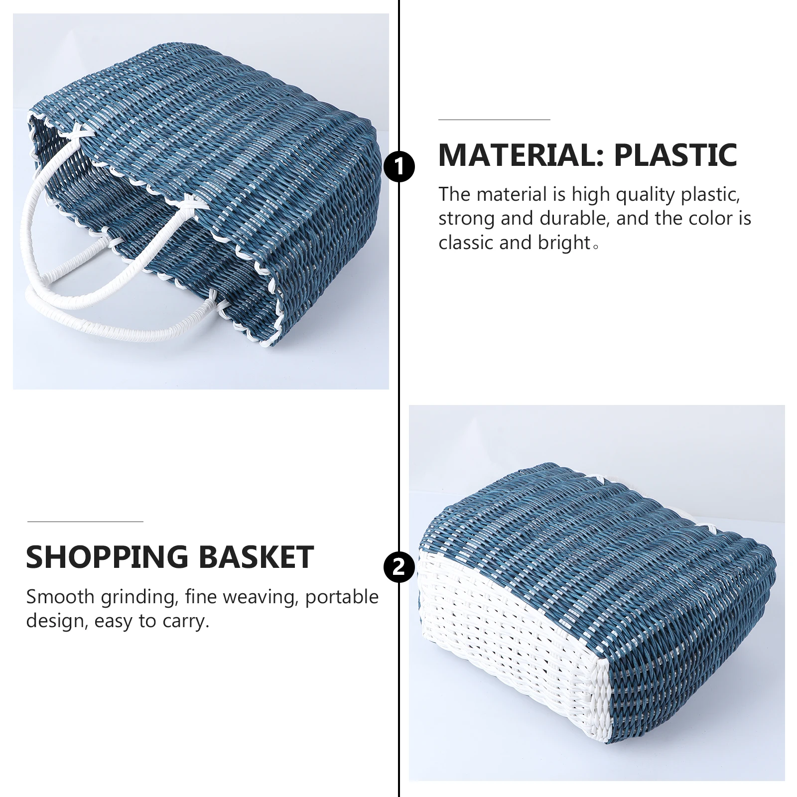 

Sturdy Plastic Woven Storage Lightweight Shopping Basket With Handles Compact Design For Household Vegetables Bathroom
