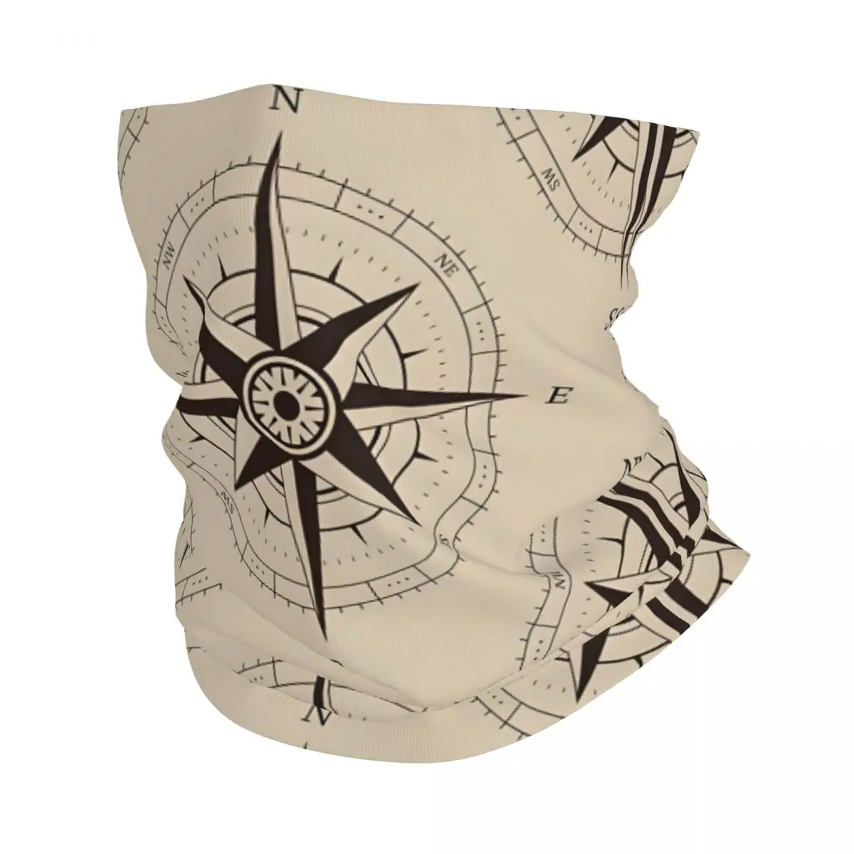 Vintage Nautical Compass Rose Bandana Neck White Scarf Multi-use Headwear Fishing Unisex Adult Winter