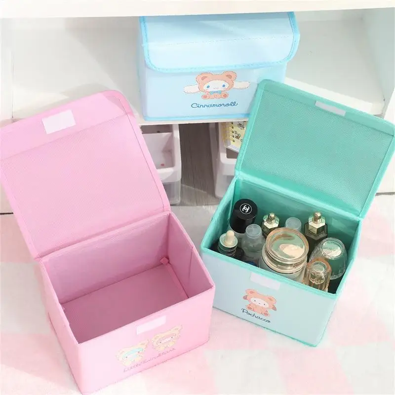 

Sanrio Cartoon small storage box Kuromi foldable storage box Kawaii Anime cartoon portable cosmetics and miscellaneous boxes