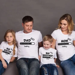 Promoted To New Dad Mom Brother Sister 2023 Family Matching Outfits Pregnancy Announcement Shirts Funny Baby Loading Clothes