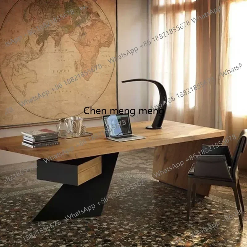 Luxury Black Office Desk Home Large Bedroom Wooden Writing Study Office Desk Computer Gaming Laptop Mesa Ordenador Furniture01A