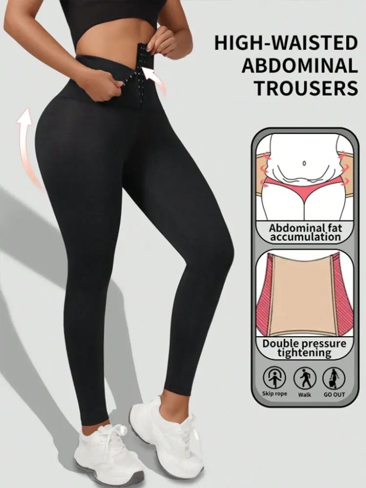 Leggings de Yoga con Cintura Alta y Botones, Control de Abdomen, Levanta Glúteos, Ajuste Delgado, para Uso Casual al Aire Libre, Estilo Primavera-Otoño