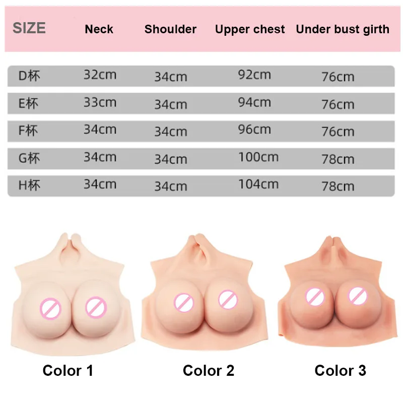 YONGXI 3d Women Silicone Body Close to The Ear Design Silicone Breasts Dress for The Sissy Costume Artificial Chest D E Cup