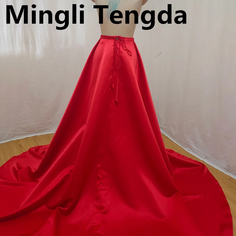 Mingli Tengda Red Satin Detachable petticoats for Wedding dress Tail Waist Lace Up Skirt bride mariage accessoire custom made