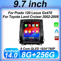 For Prado 120 Lexus Gx470 For Toyota Land Cruiser 2002-2009 9.7 inch Wireless Android Radio For Tesla Style No 2din DVD 5G Wifi