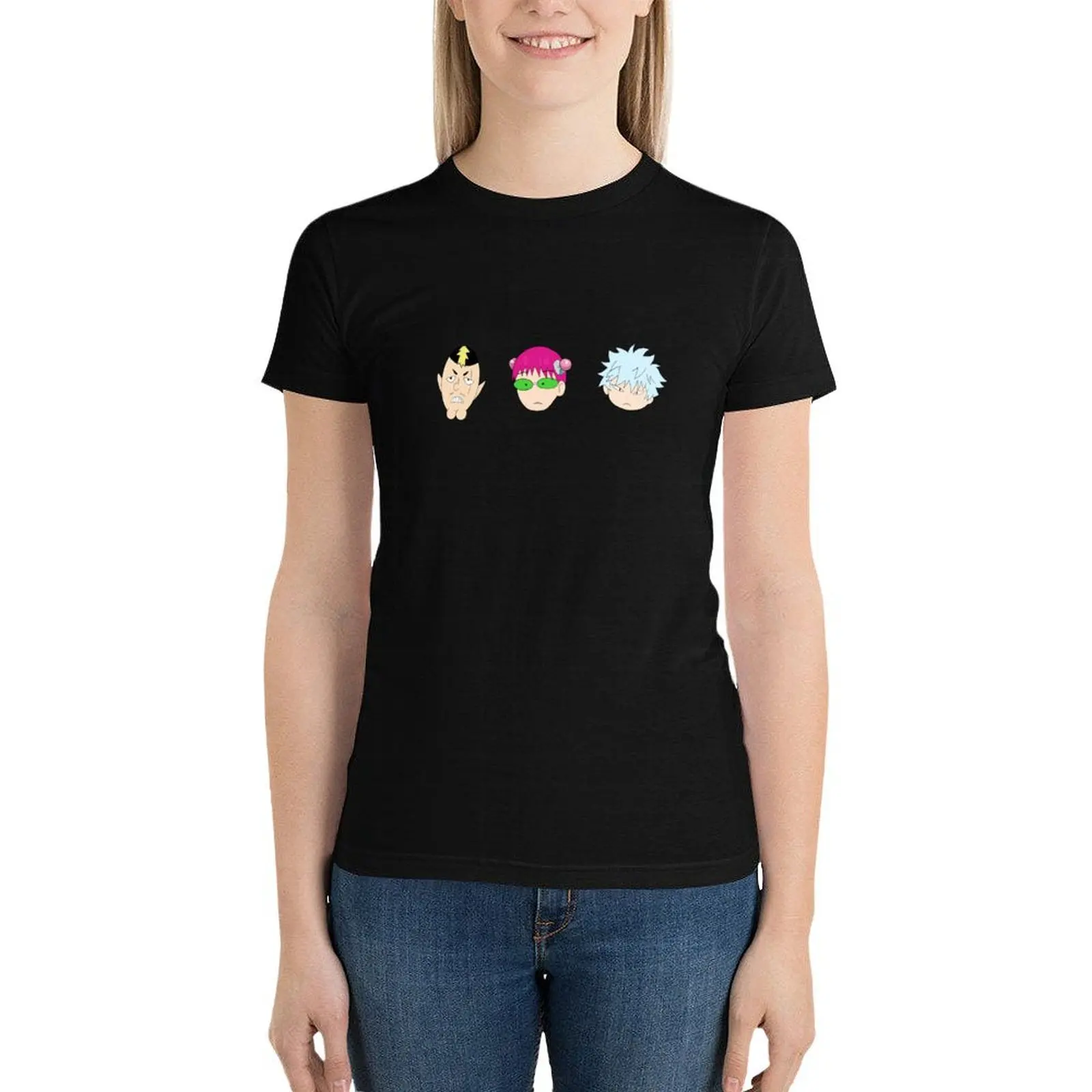 Saiki Trio camiseta vintage, ropa linda, moda coreana, camisetas lindas para mujer